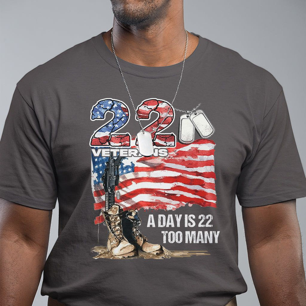 Veteran Suicide Awareness T Shirt 22 Veterans A Day Too Many PTSD TS09 Dark Chocolate Printyourwear