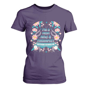 I'm A Mom And A Therapist T Shirt For Women Nothing Scares Me TS09 Purple Print Your Wear