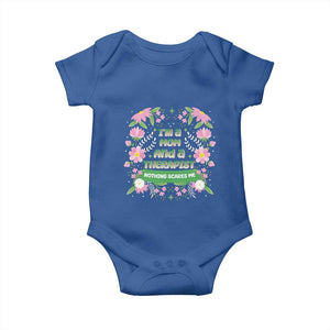 I'm A Mom And A Therapist Nothing Scares Me Baby Onesie TS09 Royal Blue Print Your Wear