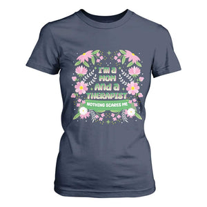 I'm A Mom And A Therapist Nothing Scares Me T Shirt For Women TS09 Navy Print Your Wear