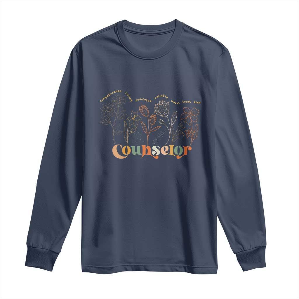 Mental Health School Psychologist Counselor Long Sleeve Shirt TS09 Navy Print Your Wear