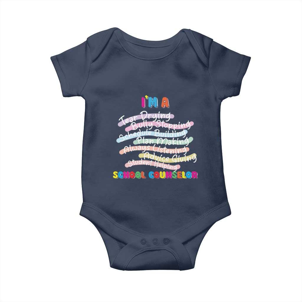 I'm A School Counselor Baby Onesie School Psychologist TS09 Navy Print Your Wear