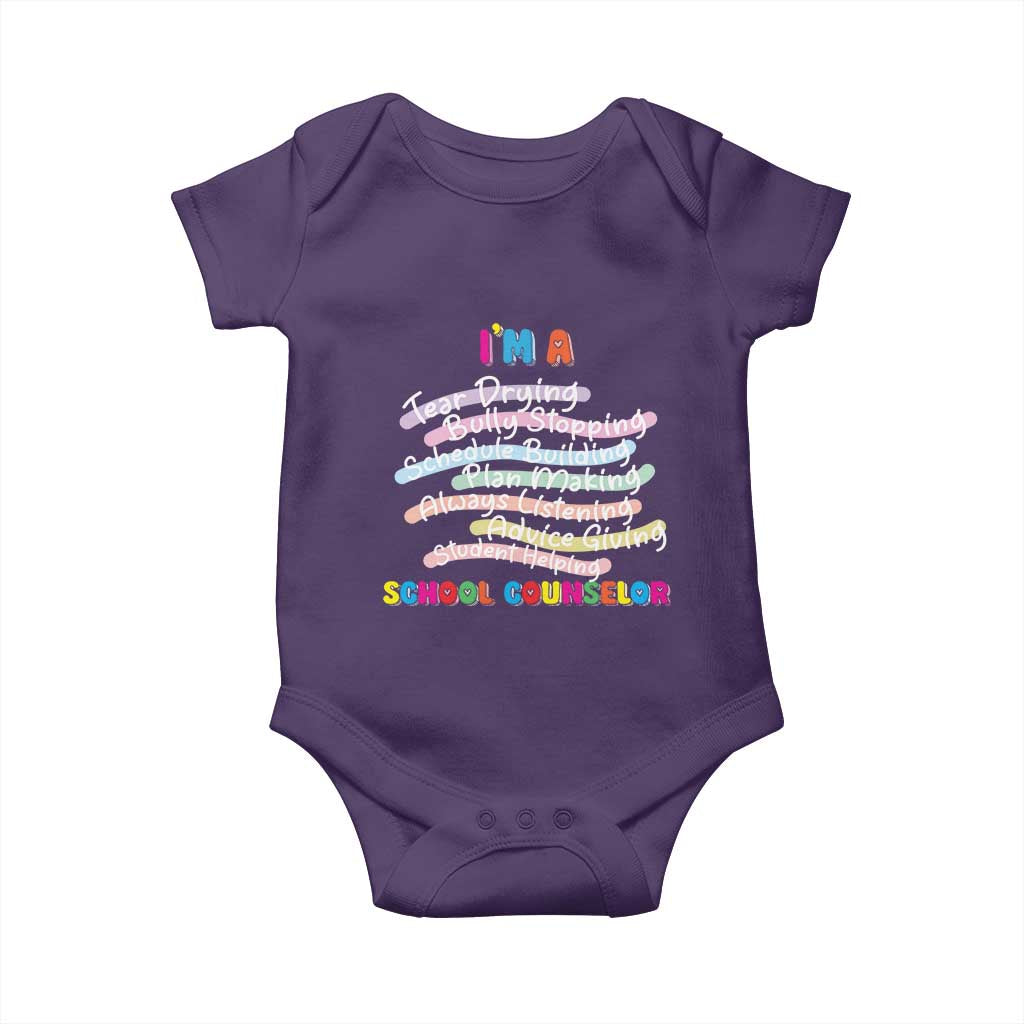 I'm A School Counselor Baby Onesie School Psychologist TS09 Purple Print Your Wear