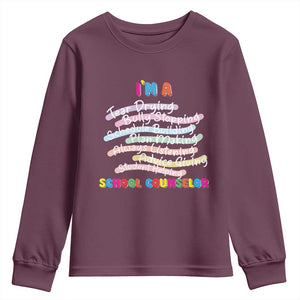 I'm A School Counselor Youth Sweatshirt School Psychologist TS09 Maroon Print Your Wear