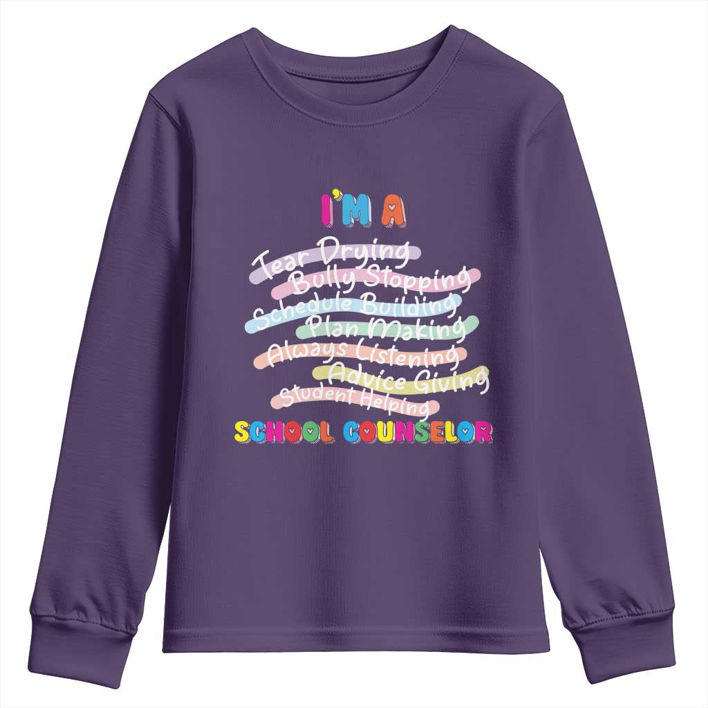 I'm A School Counselor Youth Sweatshirt School Psychologist TS09 Purple Print Your Wear