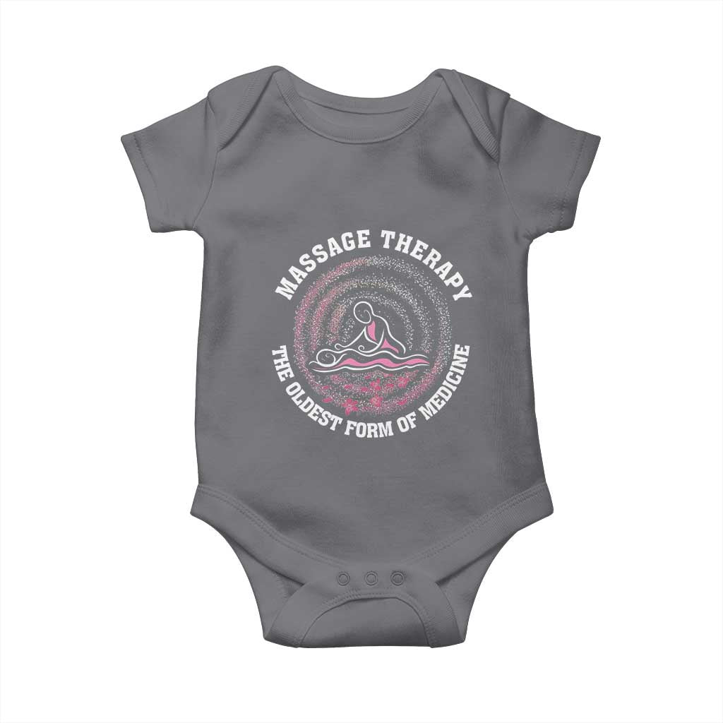 Massage Therapy Baby Onesie The Oldest Form Of Medicine TS09 Charcoal Print Your Wear