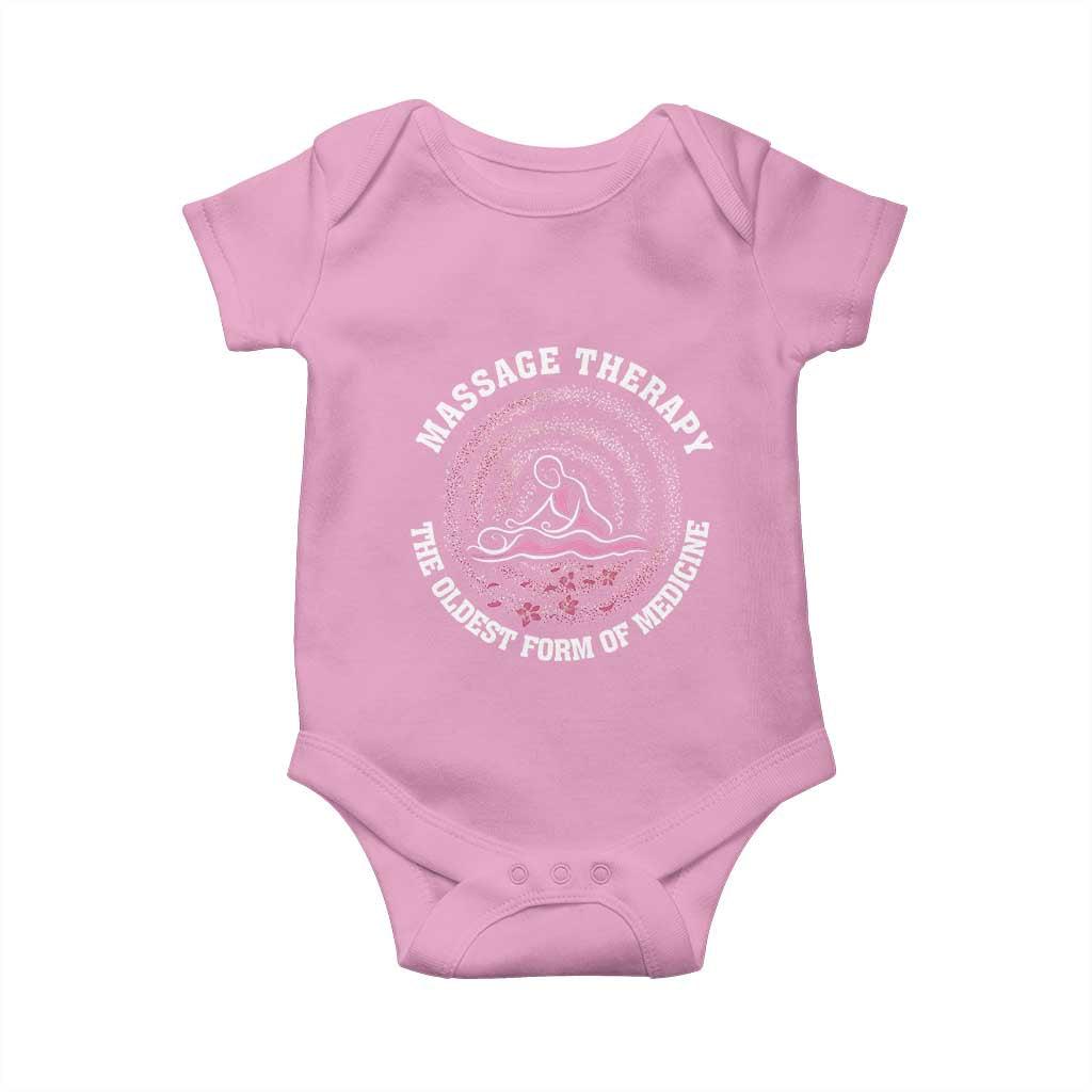 Massage Therapy Baby Onesie The Oldest Form Of Medicine TS09 Light Pink Print Your Wear