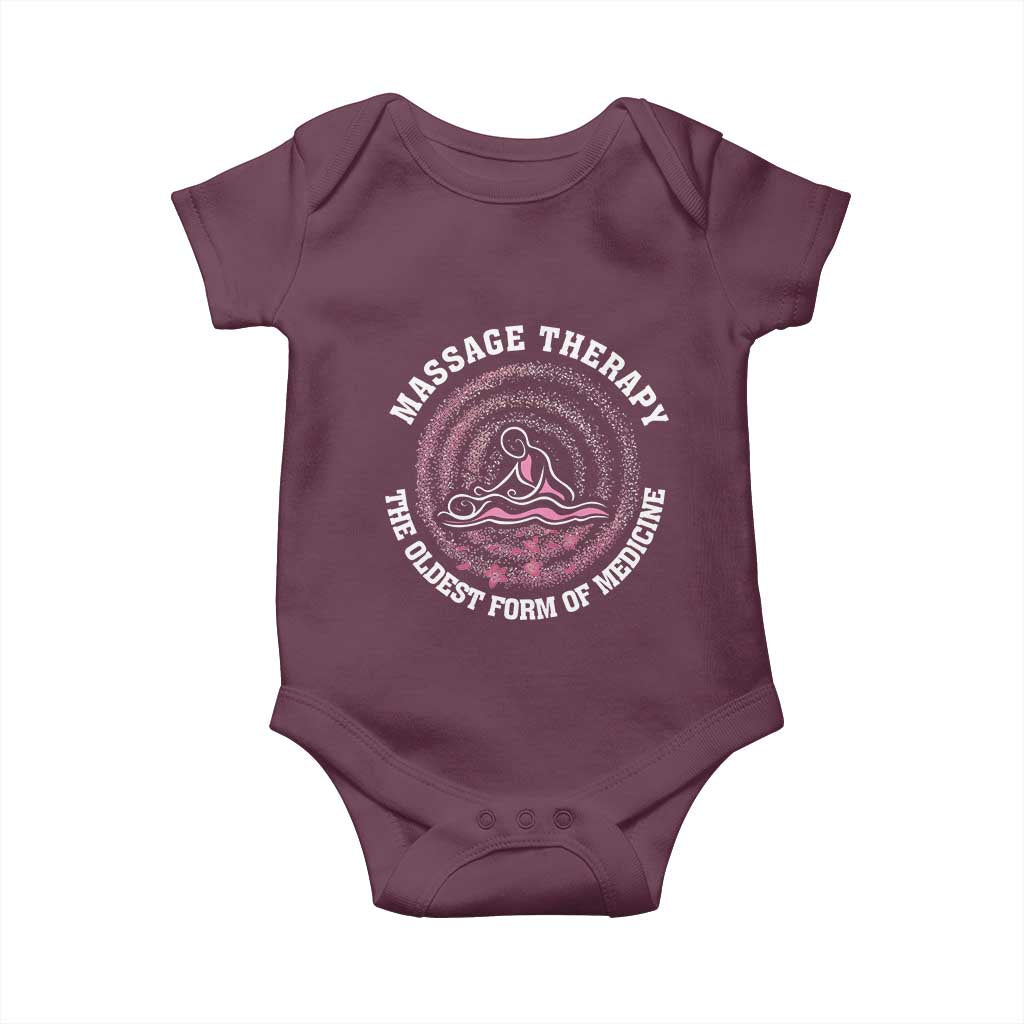 Massage Therapy Baby Onesie The Oldest Form Of Medicine TS09 Maroon Print Your Wear
