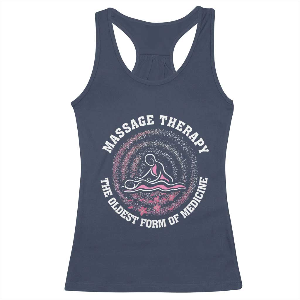 Massage Therapy Racerback Tank Top The Oldest Form Of Medicine TS09 Navy Print Your Wear