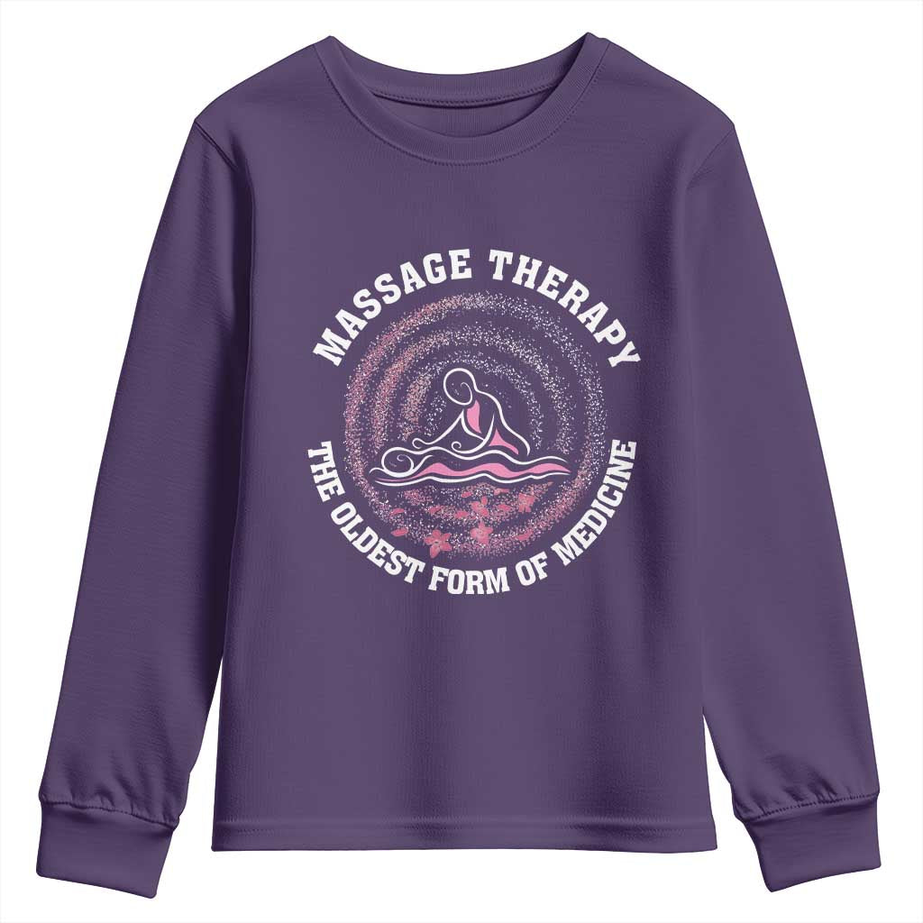 Massage Therapy Youth Sweatshirt The Oldest Form Of Medicine TS09 Purple Print Your Wear