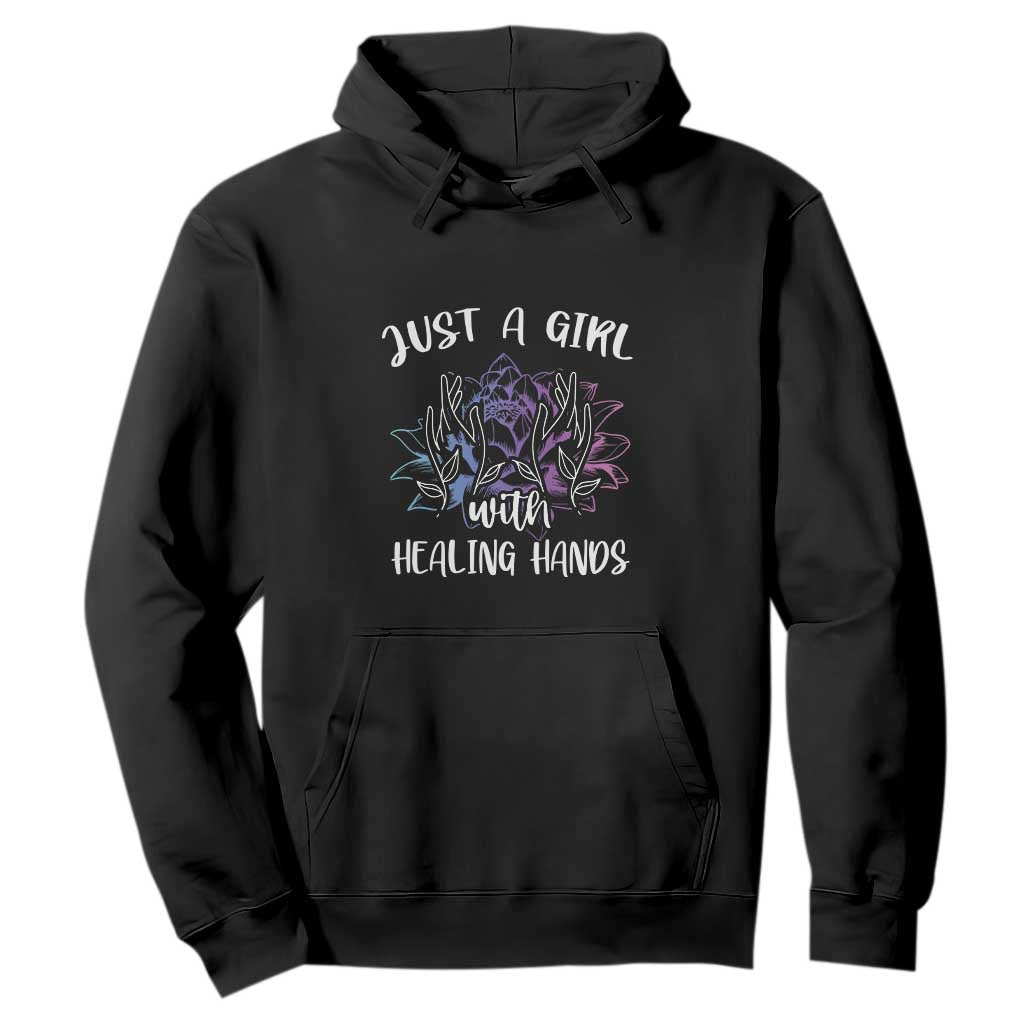 Masseuse Hoodie Just a Girl with Healing Hands Massage Therapy TS09 Black Print Your Wear