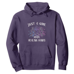 Masseuse Hoodie Just a Girl with Healing Hands Massage Therapy TS09 Purple Print Your Wear