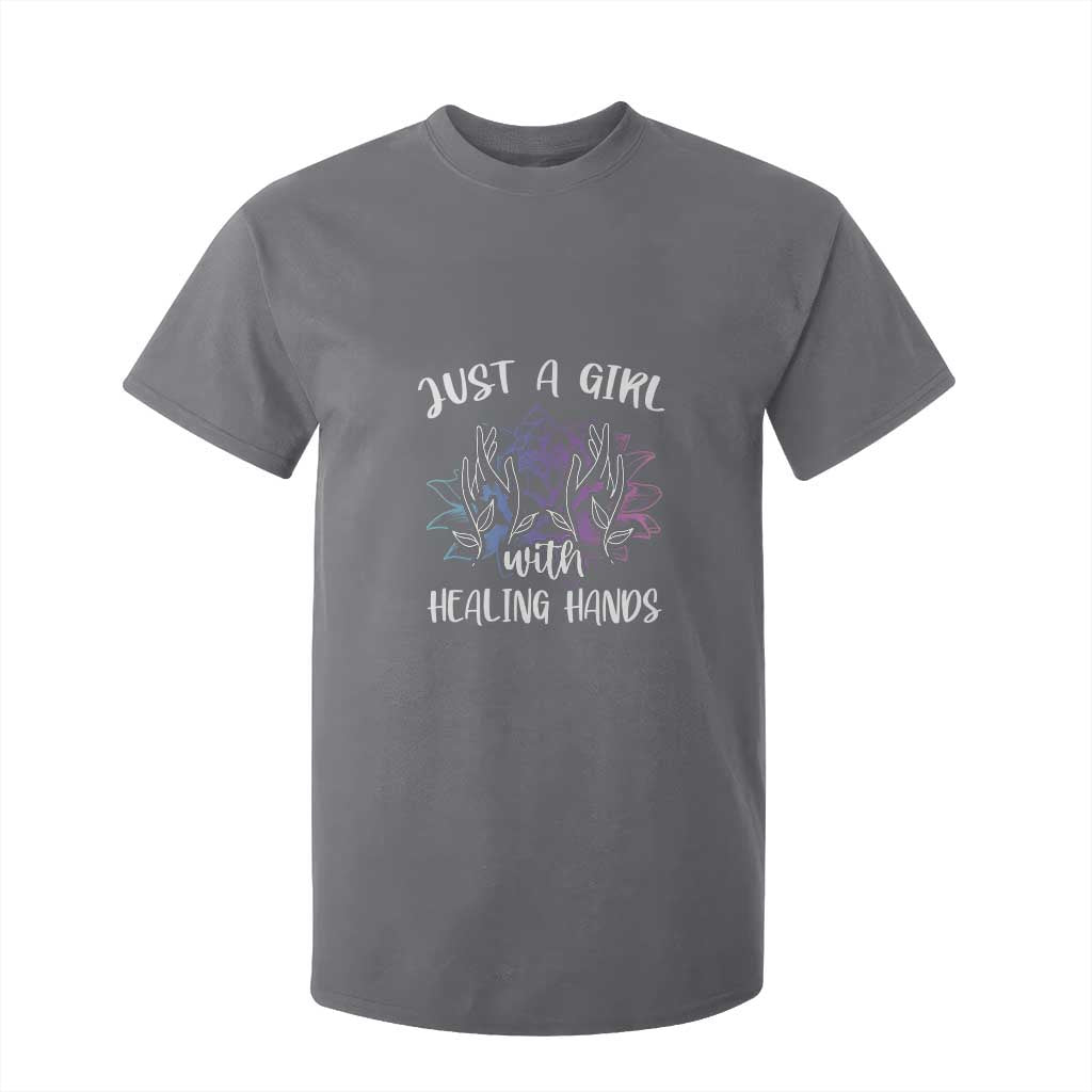 Masseuse T Shirt For Kid Just a Girl with Healing Hands Massage Therapy TS09 Charcoal Print Your Wear