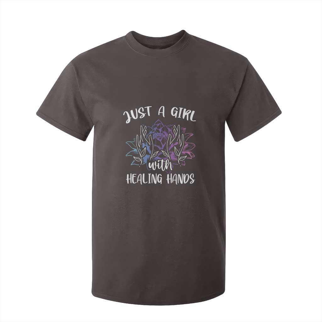 Masseuse T Shirt For Kid Just a Girl with Healing Hands Massage Therapy TS09 Dark Chocolate Print Your Wear