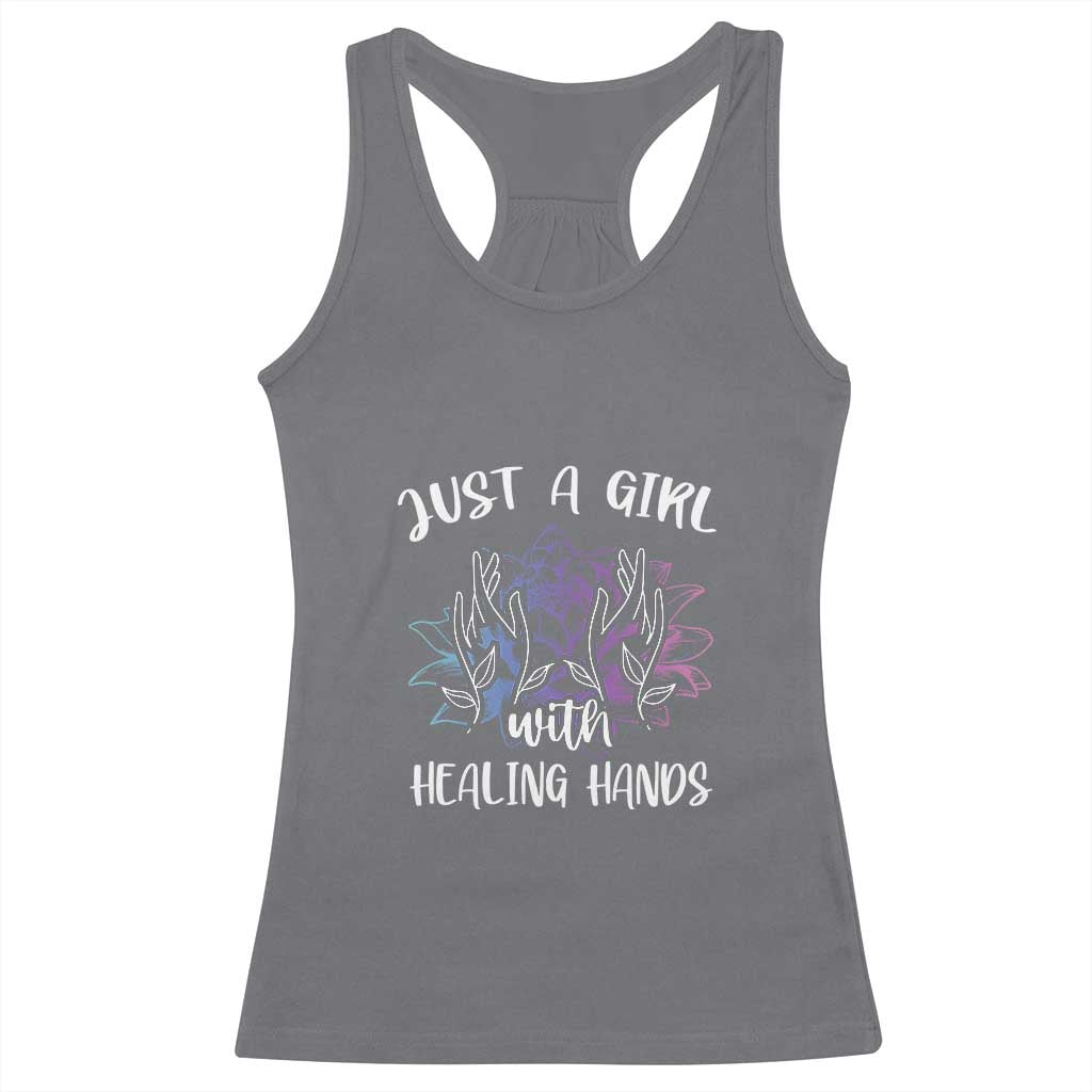 Masseuse Racerback Tank Top Just a Girl with Healing Hands Massage Therapy TS09 Charcoal Print Your Wear