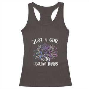 Masseuse Racerback Tank Top Just a Girl with Healing Hands Massage Therapy TS09 Dark Chocolate Print Your Wear