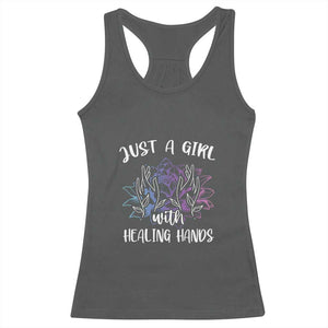 Masseuse Racerback Tank Top Just a Girl with Healing Hands Massage Therapy TS09 Dark Heather Print Your Wear
