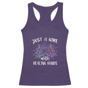 Masseuse Racerback Tank Top Just a Girl with Healing Hands Massage Therapy TS09 Purple Print Your Wear