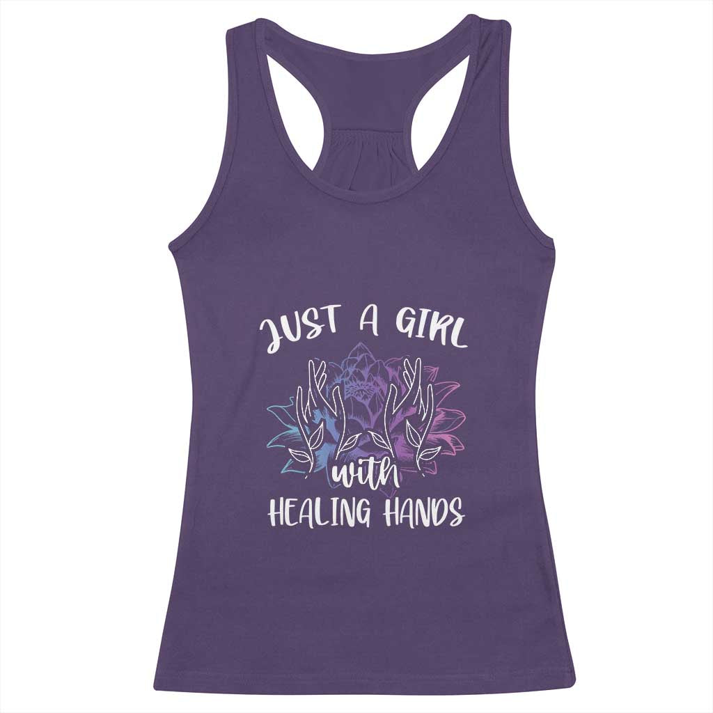 Masseuse Racerback Tank Top Just a Girl with Healing Hands Massage Therapy TS09 Purple Print Your Wear