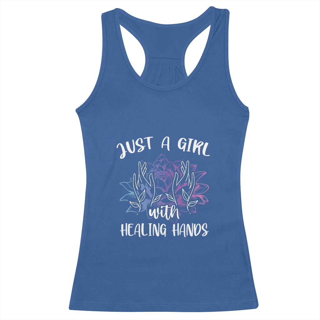 Masseuse Racerback Tank Top Just a Girl with Healing Hands Massage Therapy TS09 Royal Blue Print Your Wear