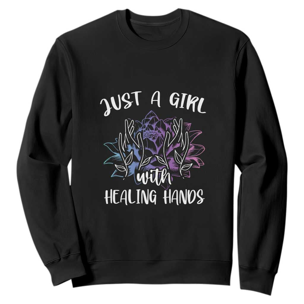 Masseuse Sweatshirt Just a Girl with Healing Hands Massage Therapy TS09 Black Print Your Wear
