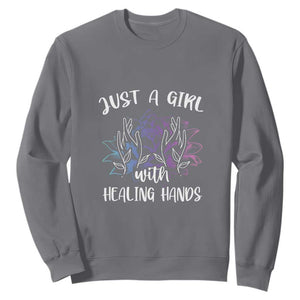 Masseuse Sweatshirt Just a Girl with Healing Hands Massage Therapy TS09 Charcoal Print Your Wear