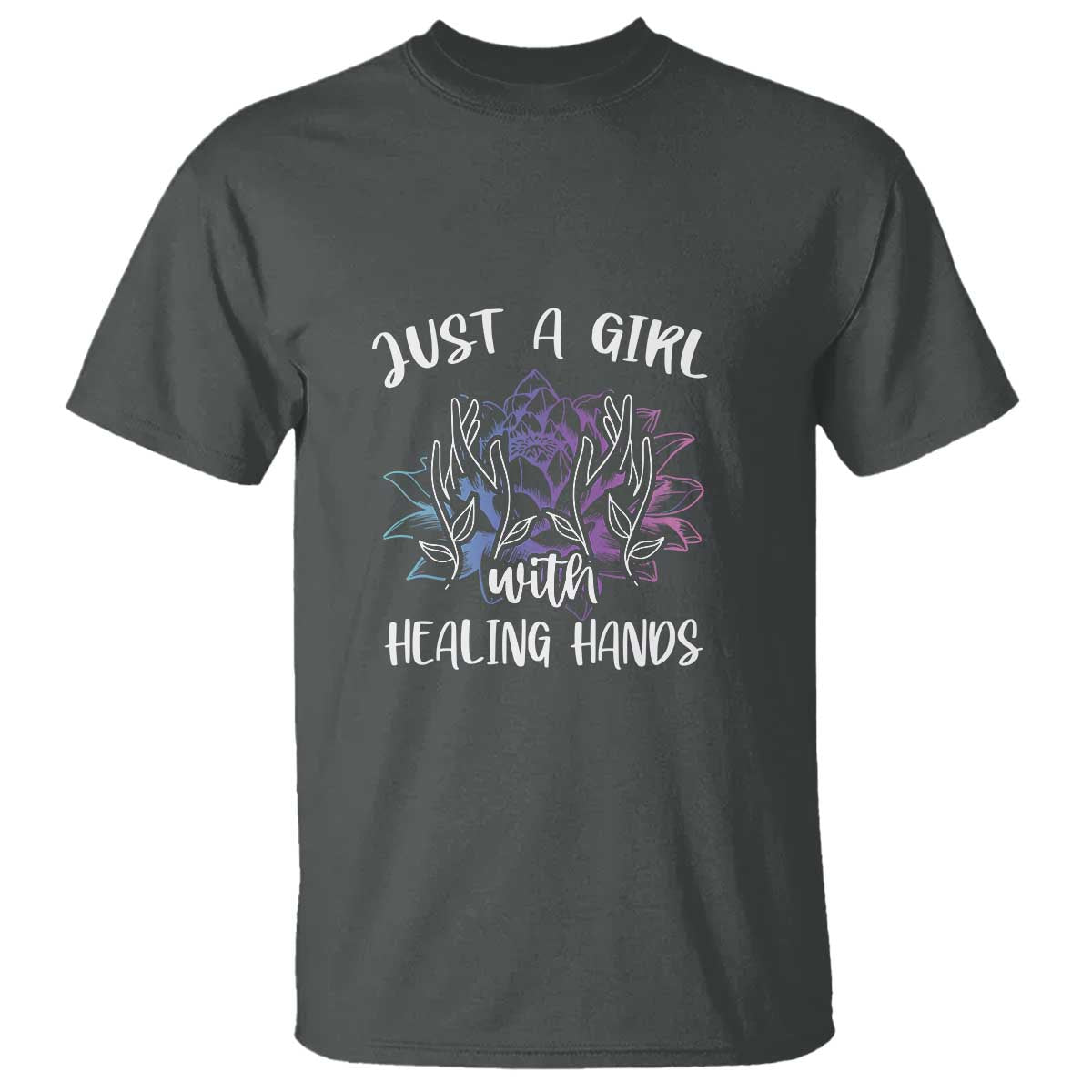 Masseuse T Shirt Just a Girl with Healing Hands Massage Therapy TS09 Dark Heather Print Your Wear