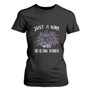 Masseuse T Shirt For Women Just a Girl with Healing Hands Massage Therapy TS09 Black Print Your Wear