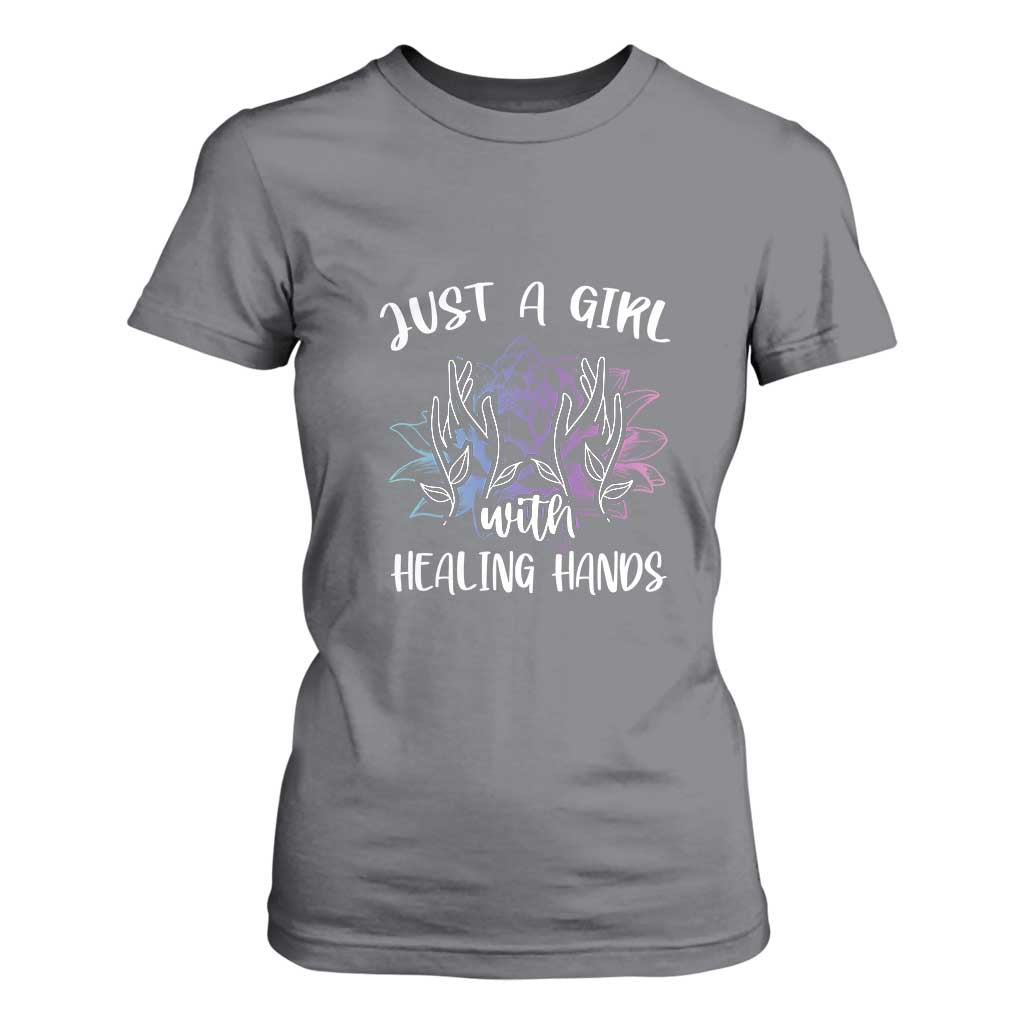 Masseuse T Shirt For Women Just a Girl with Healing Hands Massage Therapy TS09 Charcoal Print Your Wear