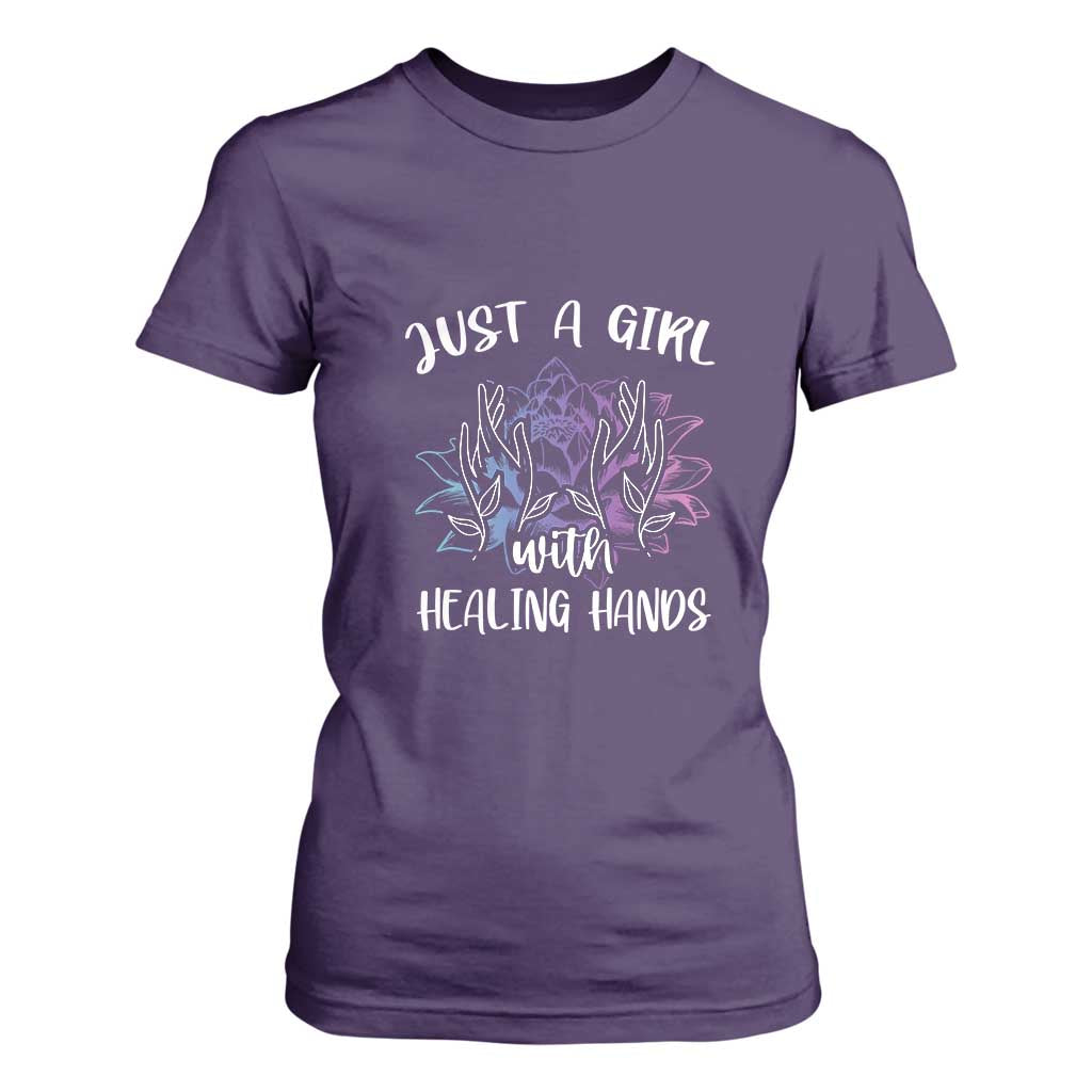 Masseuse T Shirt For Women Just a Girl with Healing Hands Massage Therapy TS09 Purple Print Your Wear