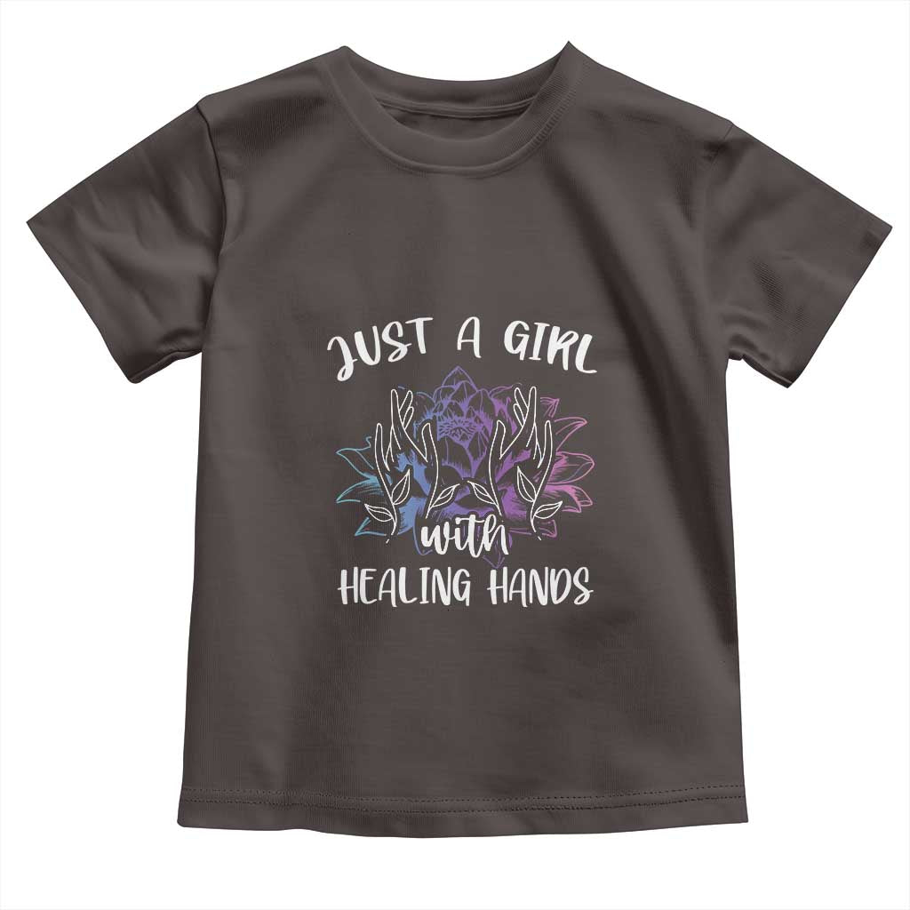 Masseuse Toddler T Shirt Just a Girl with Healing Hands Massage Therapy TS09 Dark Chocolate Print Your Wear