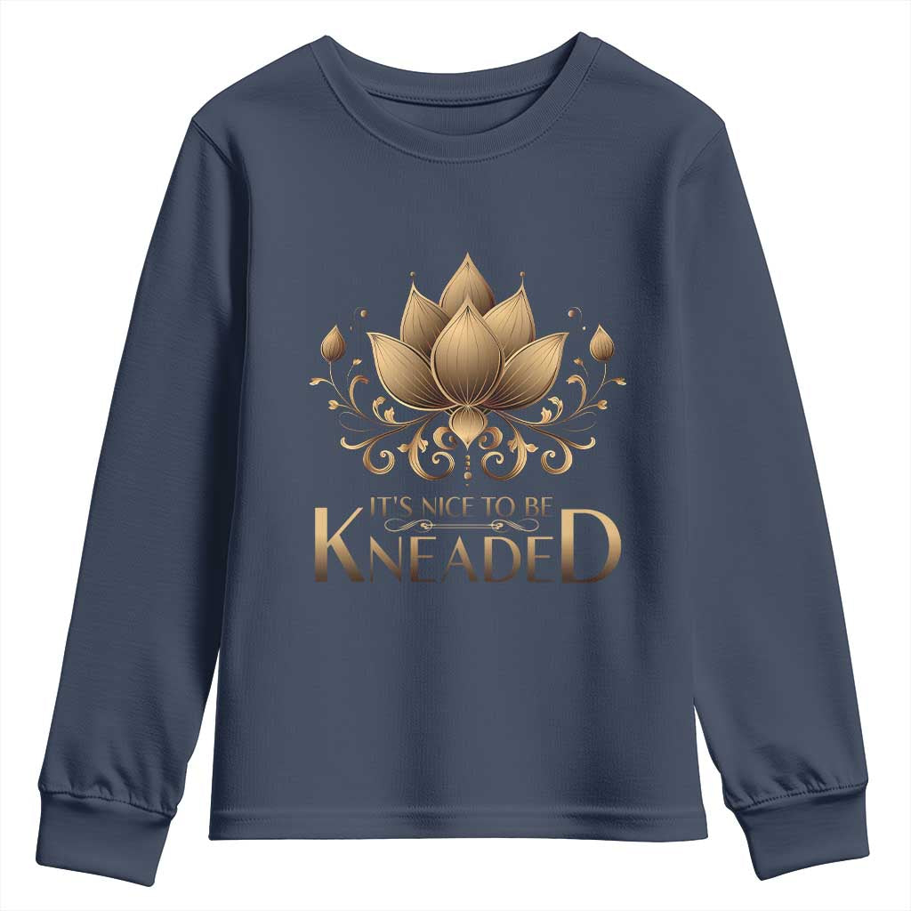 Massage Therapy Youth Sweatshirt Nice to be Kneaded TS09 Navy Print Your Wear