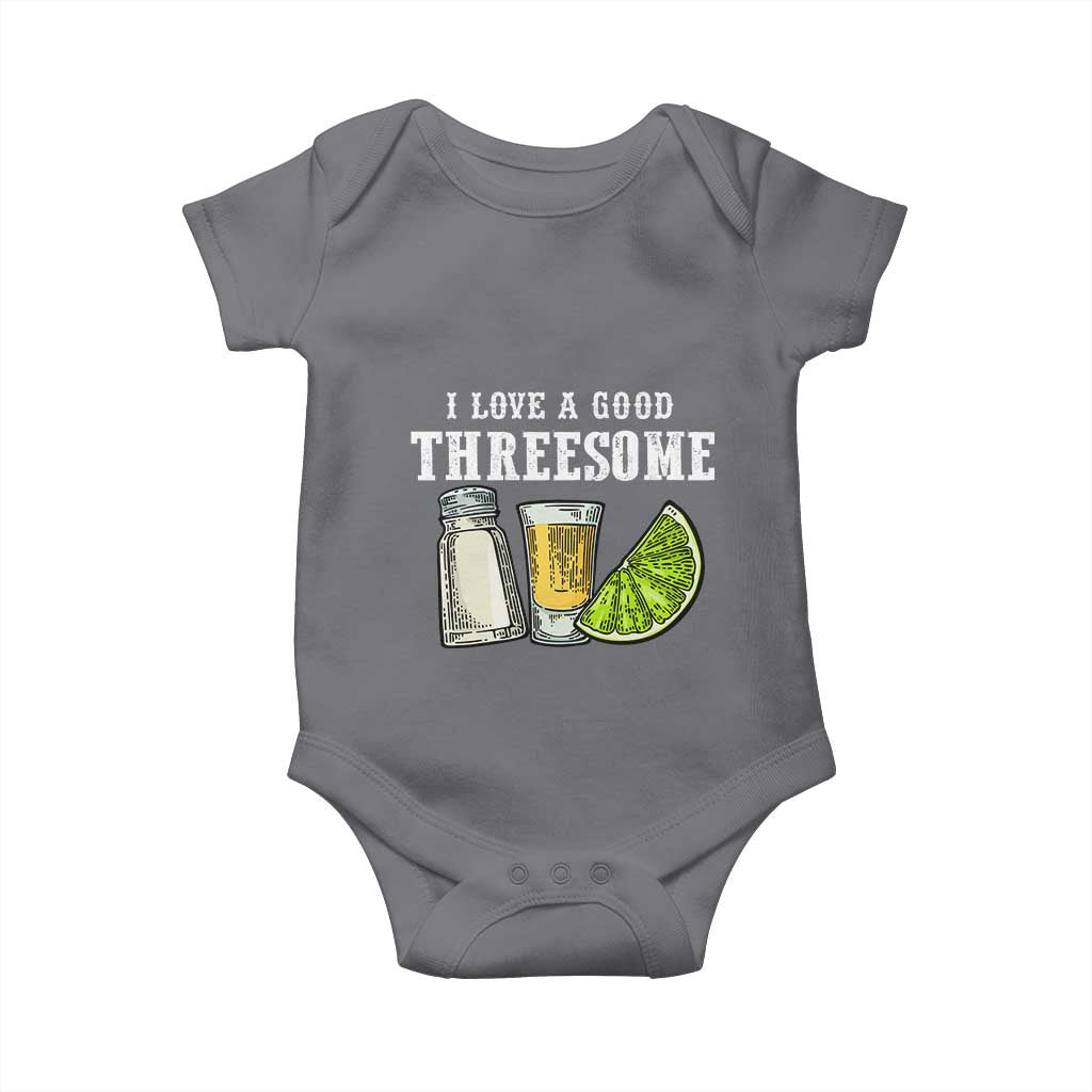 Funny Bartender Baby Onesie I Love Good Threesom Salt Lime Tequila TS09 Charcoal Print Your Wear