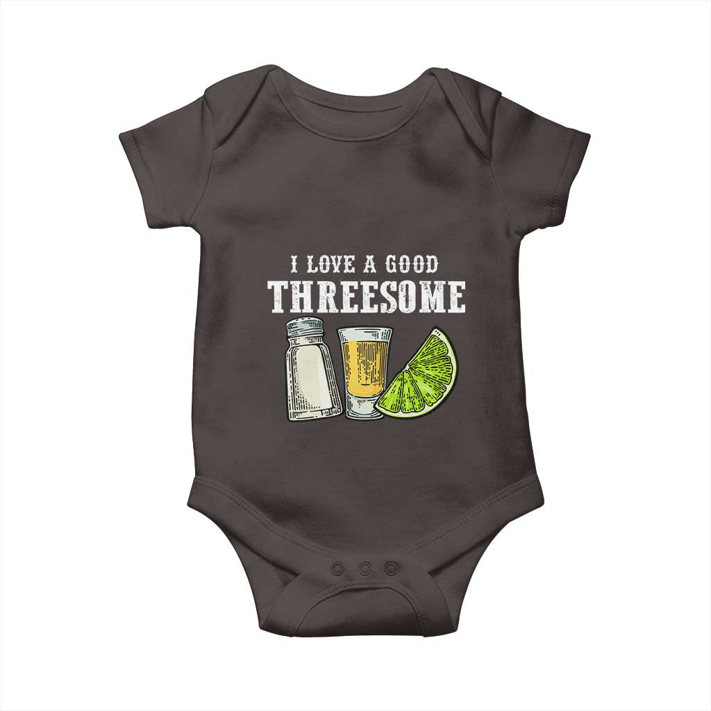Funny Bartender Baby Onesie I Love Good Threesom Salt Lime Tequila TS09 Dark Chocolate Print Your Wear