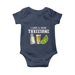 Funny Bartender Baby Onesie I Love Good Threesom Salt Lime Tequila TS09 Navy Print Your Wear