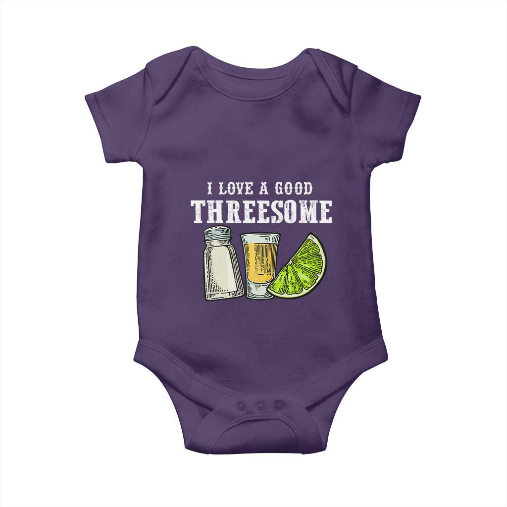 Funny Bartender Baby Onesie I Love Good Threesom Salt Lime Tequila TS09 Purple Print Your Wear