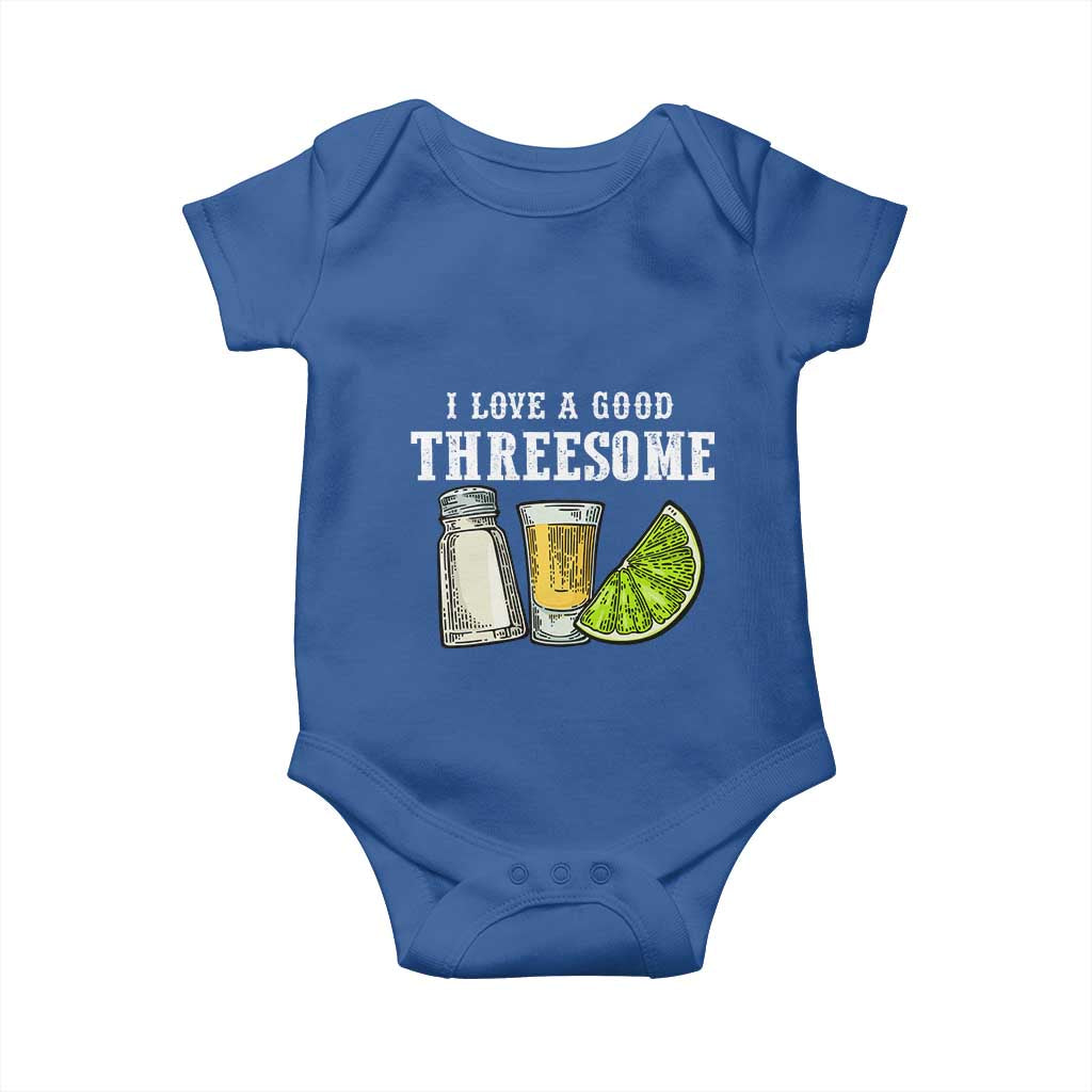 Funny Bartender Baby Onesie I Love Good Threesom Salt Lime Tequila TS09 Royal Blue Print Your Wear