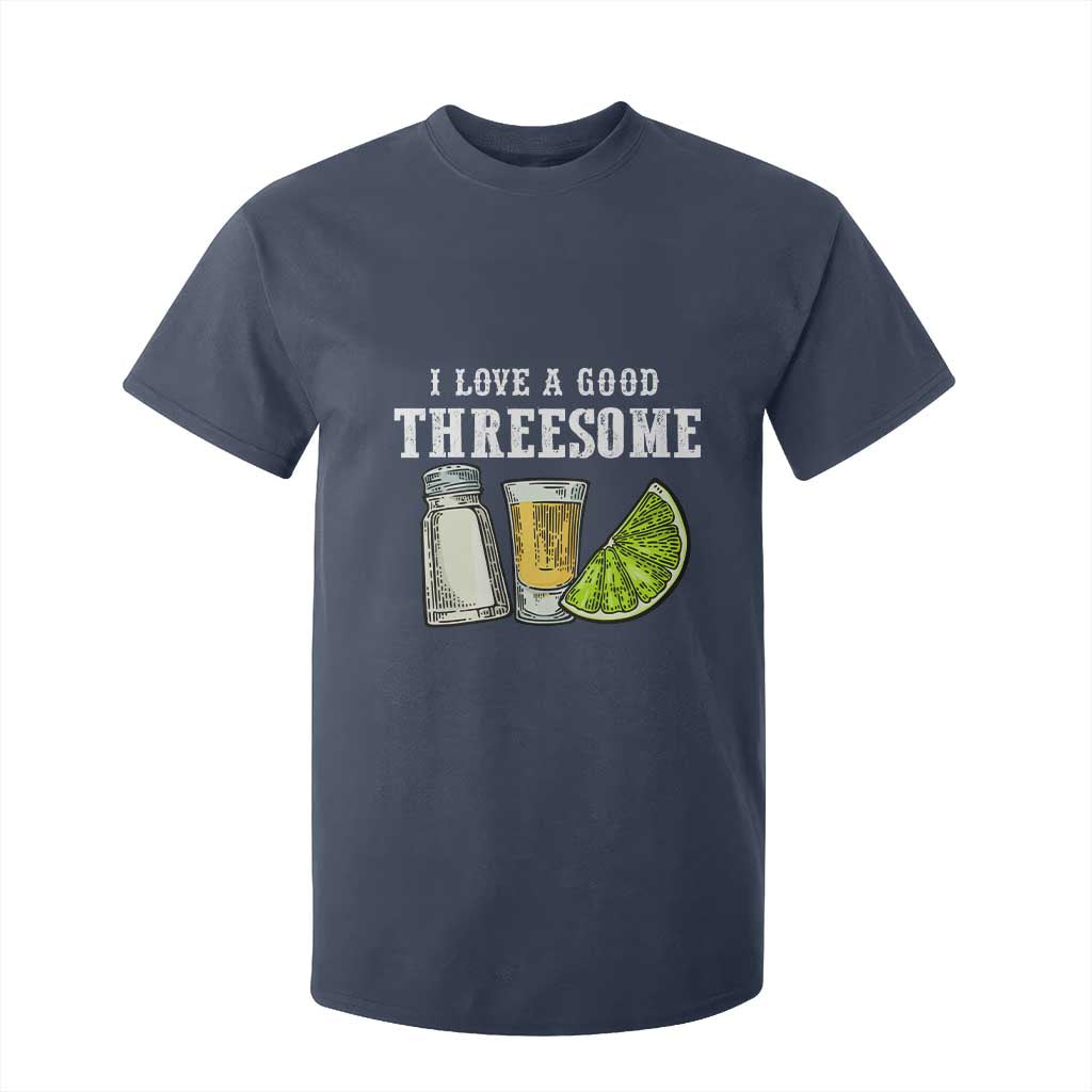 Funny Bartender T Shirt For Kid I Love Good Threesom Salt Lime Tequila TS09 Navy Print Your Wear