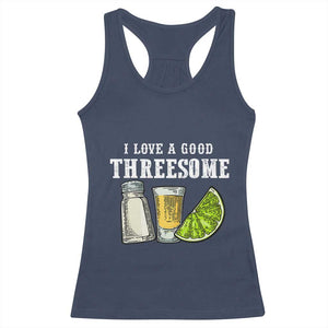 Funny Bartender Racerback Tank Top I Love Good Threesom Salt Lime Tequila TS09 Navy Print Your Wear