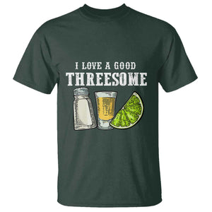 Funny Bartender T Shirt I Love Good Threesom Salt Lime Tequila TS09 Dark Forest Green Print Your Wear