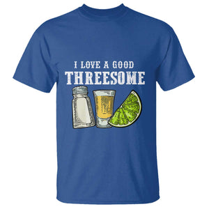 Funny Bartender T Shirt I Love Good Threesom Salt Lime Tequila TS09 Royal Blue Print Your Wear