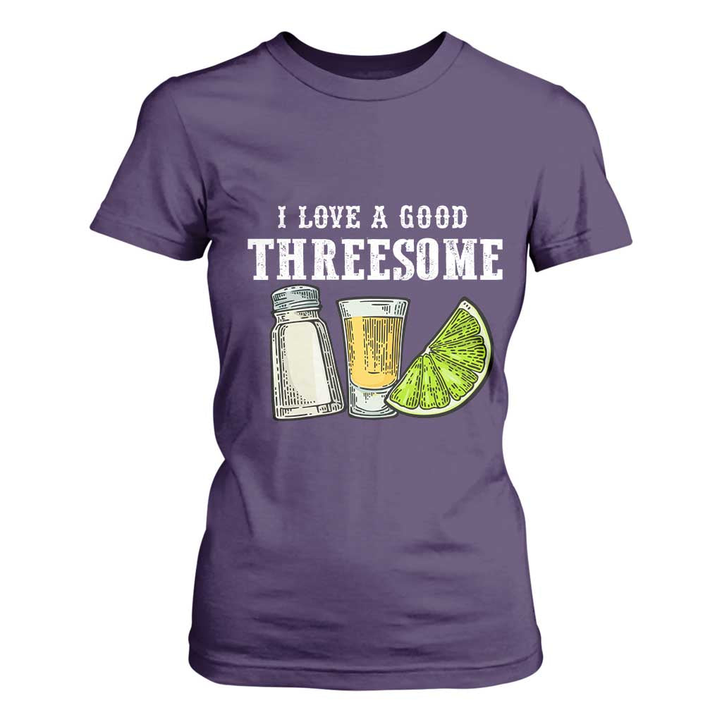 Funny Bartender T Shirt For Women I Love Good Threesom Salt Lime Tequila TS09 Purple Print Your Wear