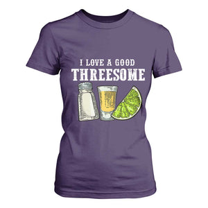 Funny Bartender T Shirt For Women I Love Good Threesom Salt Lime Tequila TS09 Purple Print Your Wear