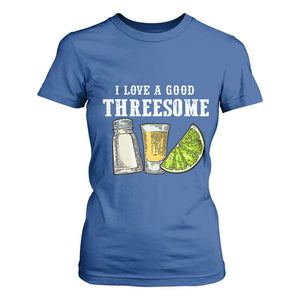 Funny Bartender T Shirt For Women I Love Good Threesom Salt Lime Tequila TS09 Royal Blue Print Your Wear