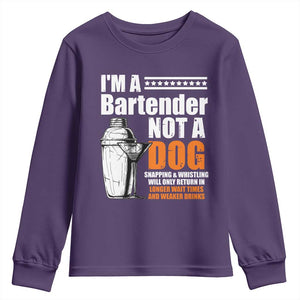 I'm A Bartender Not A Dog Youth Sweatshirt TS09 Purple Print Your Wear