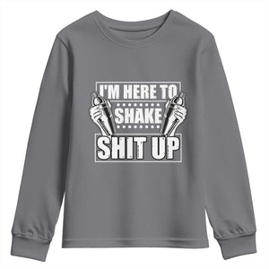 Funny Bartender Youth Sweatshirt I'm Here To Shake Shit Up TS09 Charcoal Print Your Wear