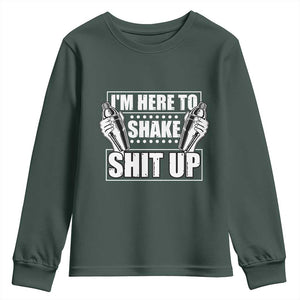 Funny Bartender Youth Sweatshirt I'm Here To Shake Shit Up TS09 Dark Forest Green Print Your Wear