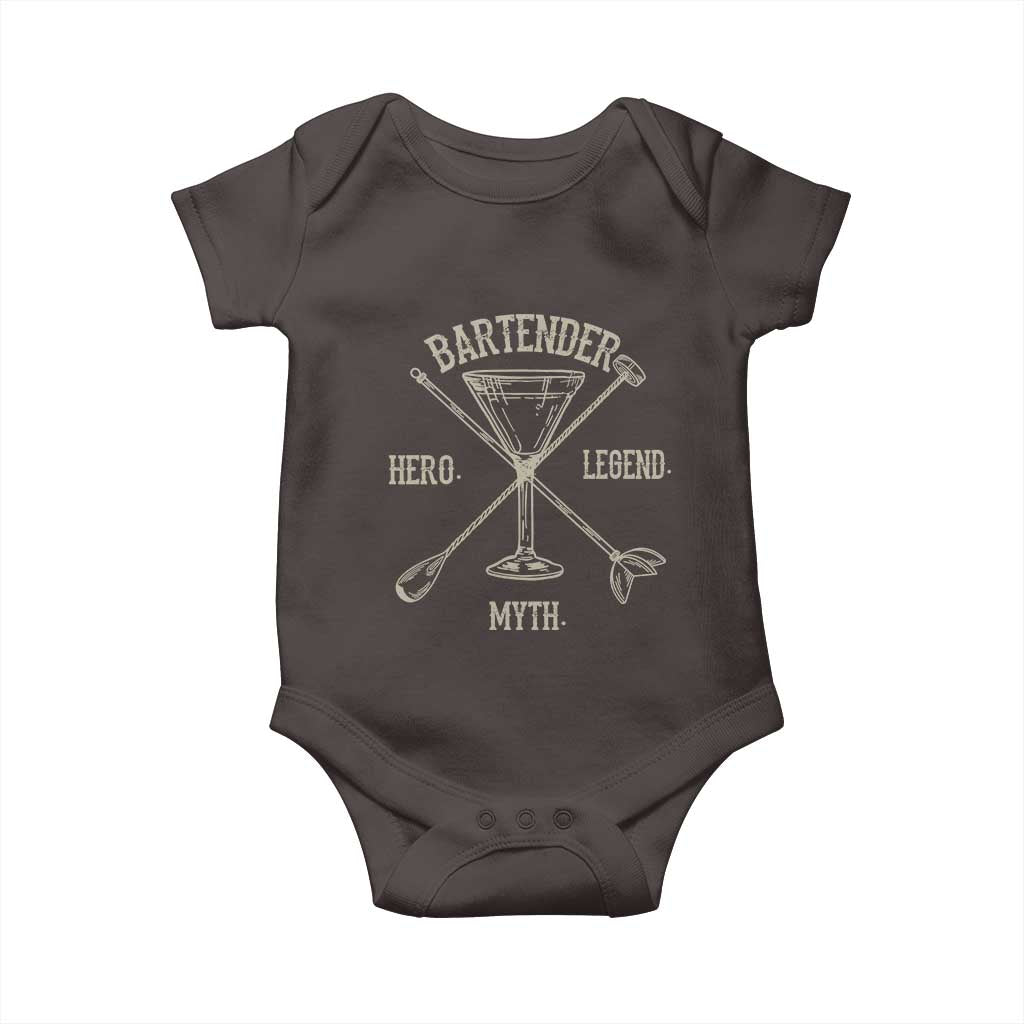 Bartender Hero Myth Legend Baby Onesie TS09 Dark Chocolate Print Your Wear