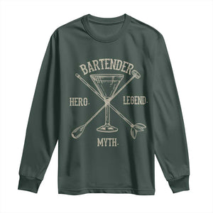 Bartender Hero Myth Legend Long Sleeve Shirt TS09 Dark Forest Green Print Your Wear