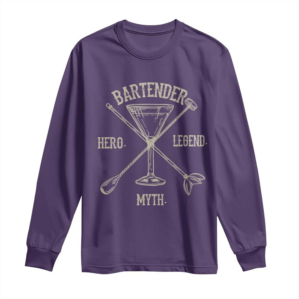 Bartender Hero Myth Legend Long Sleeve Shirt TS09 Purple Print Your Wear